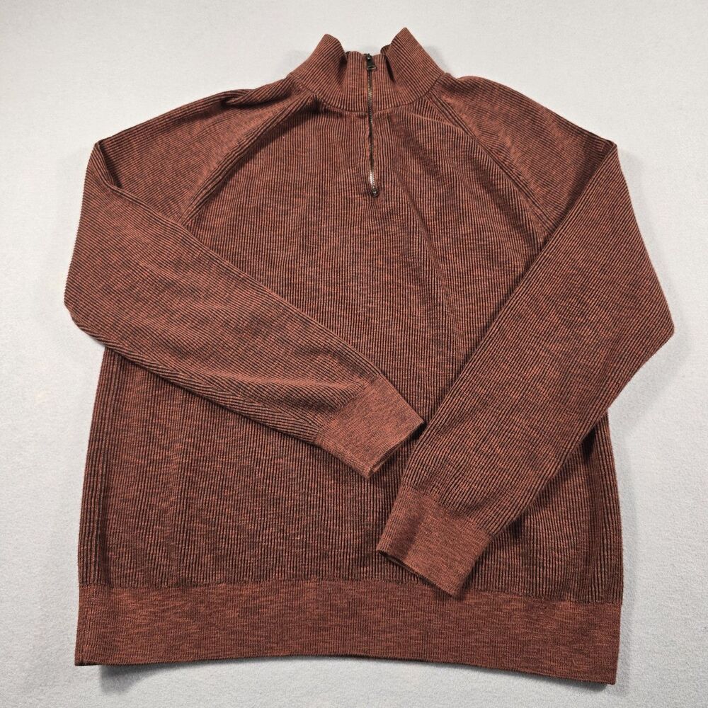 Banana Republic Men's Large Burgundy 1/4 Zip Pullover Mock Neck Sweater